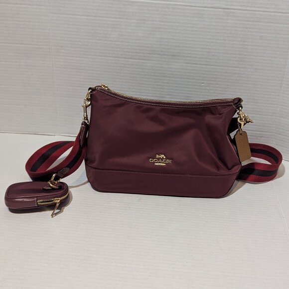 Coach Elle Shoulder Crossbody Bag + Coin Wallet Wine New No Tags - Picture 2 of 9